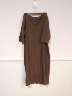 Eileen Fisher Brown V-Neck Dress